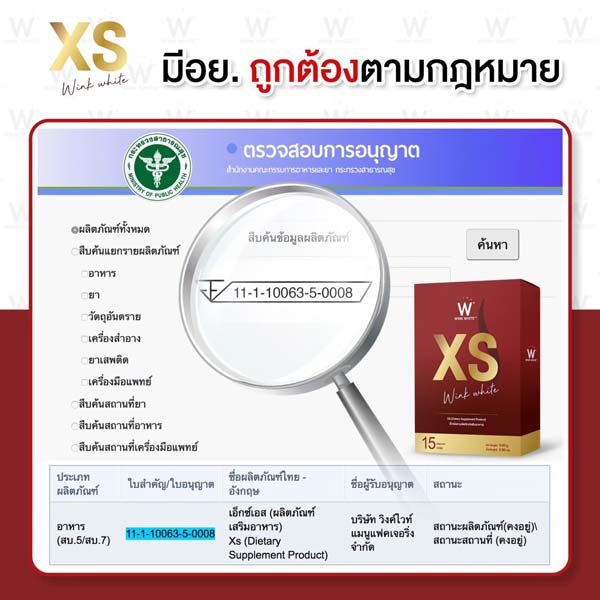 xs wink white เอ็กซ์เอส ลด น้ำหนัก วิ้งไวท์ วิงค์ไวท์ ควบคุม