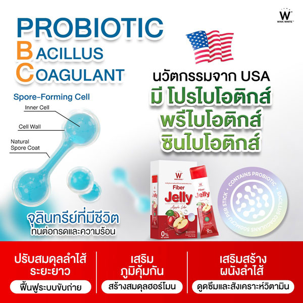 W fiber jelly apple ไฟเบอร์ เจลลี่ แอปเปิ้ล เยลลี่ วิ้งไวท์ wink white วิงค์ไวท์ ดับเบิ้ลยู