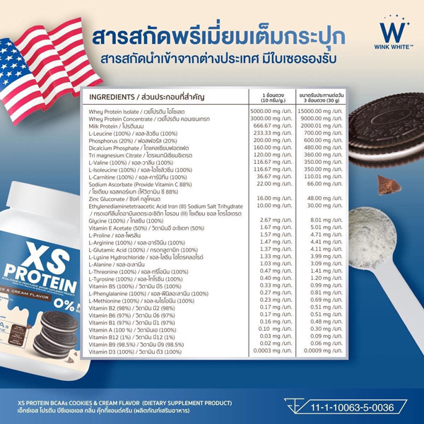 XS Protein Wink White เอ็กซ์เอส โปรตีน วิ้งไวท์ พืช วีแกน vegan วิงค์ไวท์