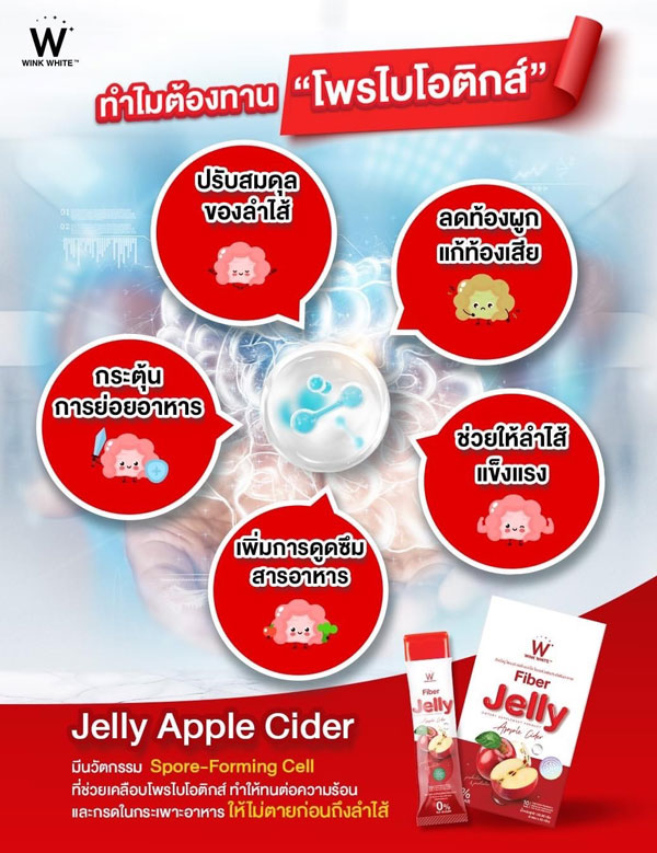 W fiber jelly apple cider ไฟเบอร์ เจลลี่ แอปเปิ้ล ไซเดอร์ เยลลี่ วิ้งไวท์ wink white วิงค์ไวท์ ดับเบิ้ลยู ลด พุง อ้วน น้ำหนัก กระชับ เอว
