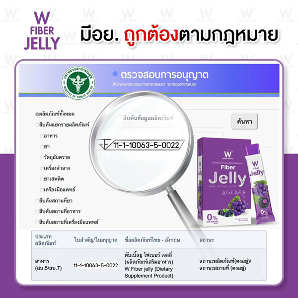 W jelly fiber ไฟเบอร์ เจลลี่ เยลลี่ วิ้งไวท์ wink white วิงค์ไวท์ ดับเบิ้ลยู