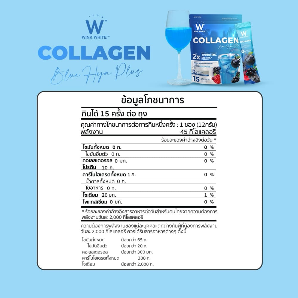 w collagen wink white blue pink วิ้งไวท์ คอลลาเจน วิงค์ไวท์ ผิวขาว กระจ่างใส ริ้วรอย ฝ้า กระ ปวด ข้อ เอ็น กระดูก เล็บ เส้นผม เซราไมด์ ไดเปปไทด์ ไตรเปปไทด์ ไฮโดร dipeptide tripeptide hydrolyzed ceramide