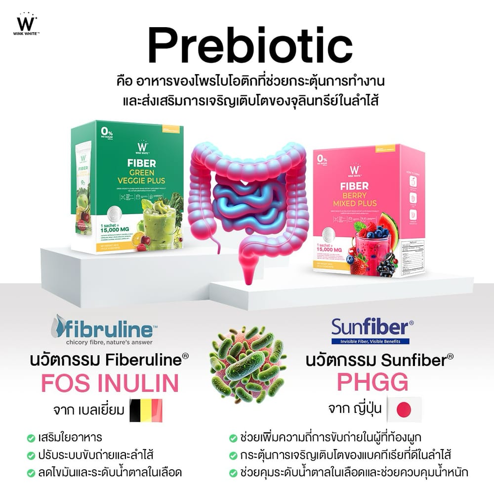 Wink White fiber veggie plus fiber berry ไฟเบอร์ ผัก ผลไม้ ธัญพืช เบอร์รี่ ใยอาหาร วิ้งไวท์ วิงค์ไวท์ ลด พุง น้ำหนัก ดีท้อก เอว กระชับ สัดส่วน