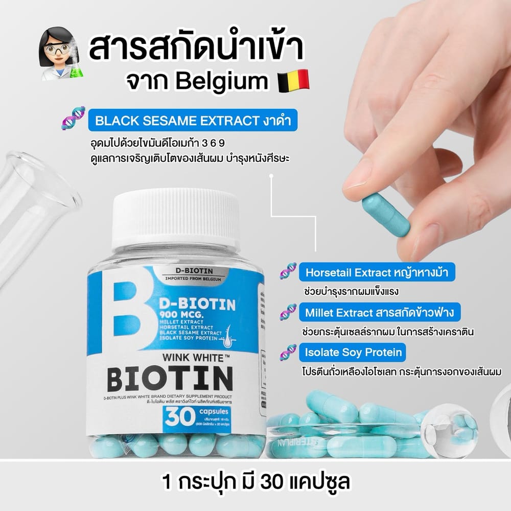 ไบโอติน วิงค์ไวท์ wink white วิ้งไวท์ ผมร่วง ผมบาง ฟื้นฟูผม ปลูกผม ผมสวย ปัญหา เส้นผม