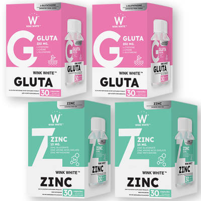 Gluta กลูต้า Zinc ซิงค์ Wink White วิ้งไวท์ รวมโปร x4