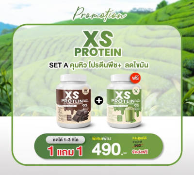 XS Protein Whey Wink White เอ็กซ์ เอส เวย์โปรตีนพืช ชาเขียว มัจฉะ Vegan วิ้งไวท์ Chocolate Green Tea Plant-Based x2 วิงค์ไวท์