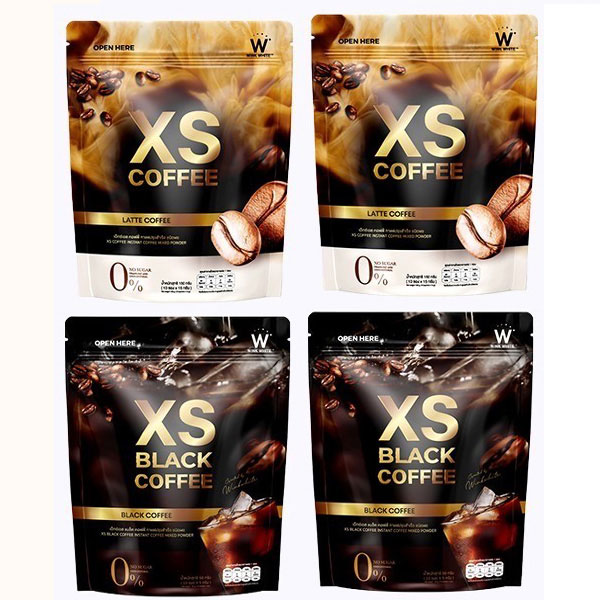 รวม XS Coffee เอ็กซ์เอส กาแฟ ลาเต้ & Black กาแฟ ดำ โปร 4 กล่อง