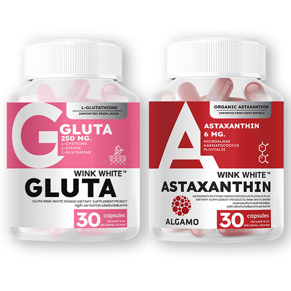Astaxanthin แอสตาแซนทิน Gluta กลูต้า Wink White วิ้งไวท์ รวมโปร